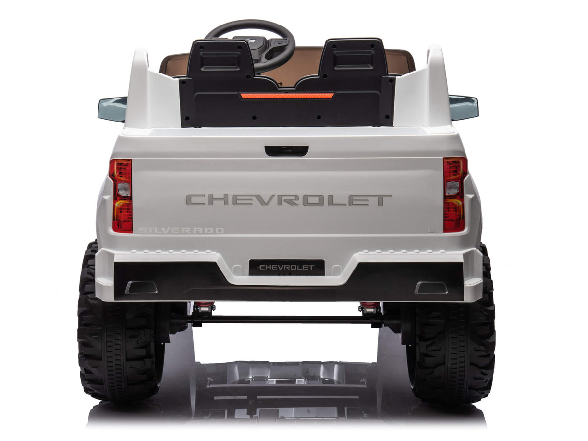 24V Chevrolet Silverado Ride on Truck for Kids with 2 Seats and Remote - White