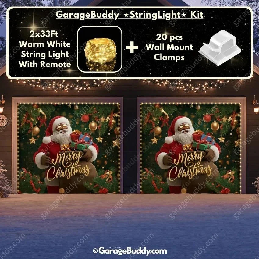 Black Santa | Christmas Garage Door Cover