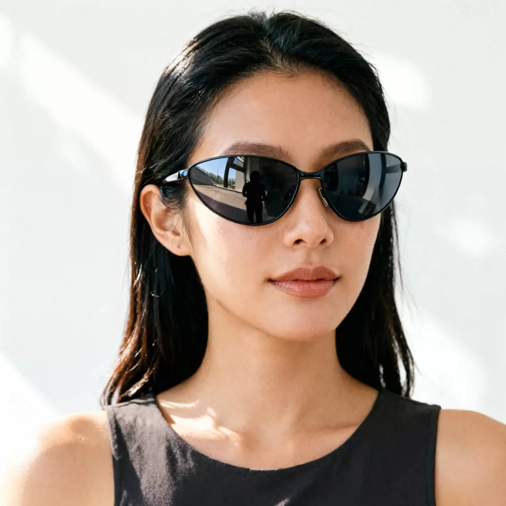 个性女士偏光墨镜欧美时尚女款太阳眼镜三角框型猫眼不挑脸遮脸显瘦