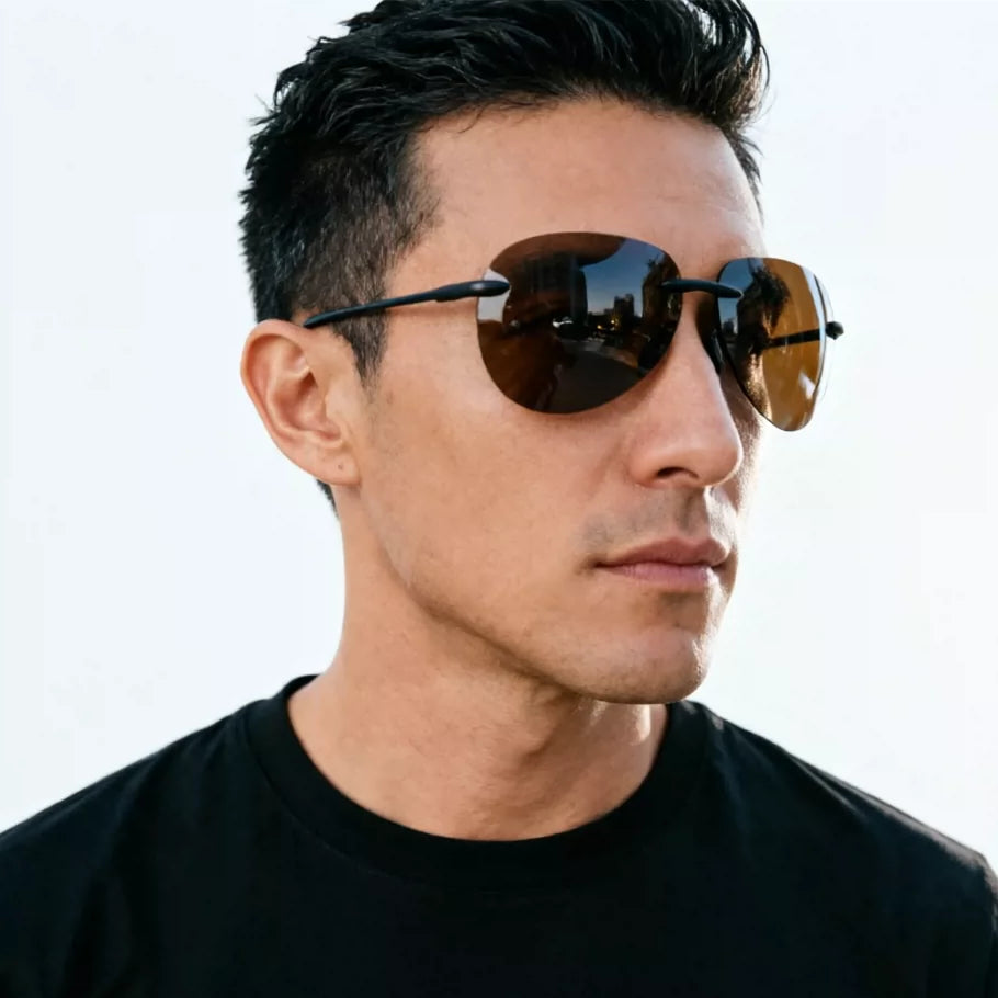 High definition ultra light sunglasses polarized men's frameless toad mirror anti UV light, comfortable, fashionable and simple sunglasses