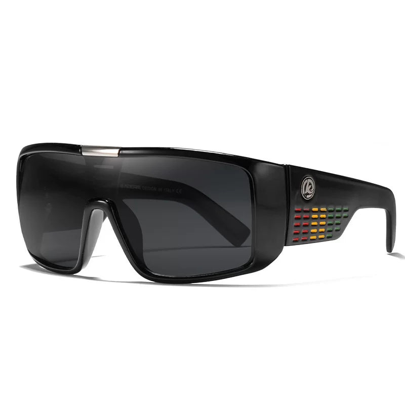 Men's one-piece polarized sunglasses, fashionable sports and leisure windproof glasses, integrated sunglasses, men's sand black glasses, wide legs