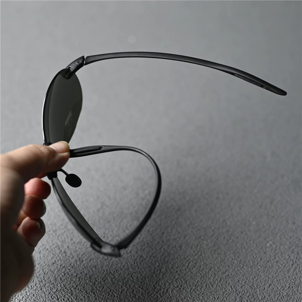 High definition ultra light sunglasses polarized men's frameless toad mirror anti UV light, comfortable, fashionable and simple sunglasses