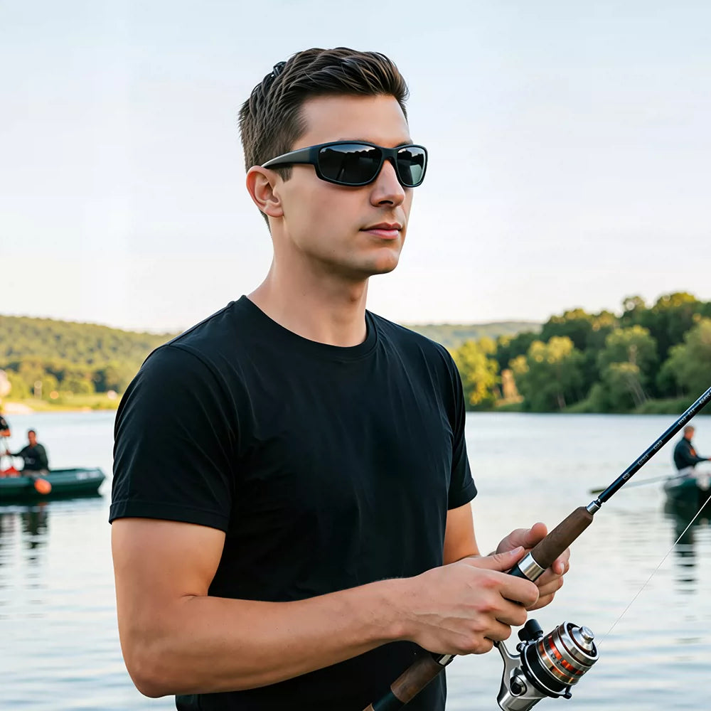 Retro matte black polarized sunglasses for men and women riding windproof glasses, sunglasses, postoperative goggles, dark black sunshade