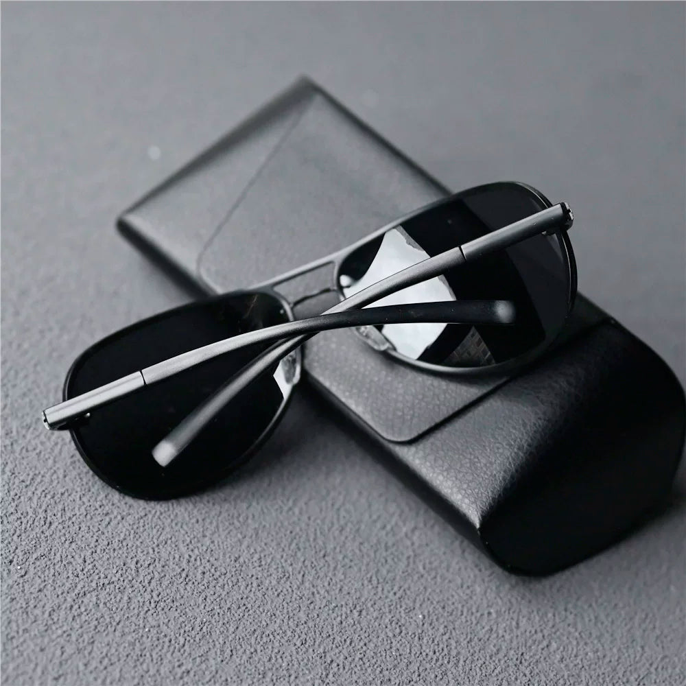 High end men's polarized sunglasses frameless toad glasses black sunglasses sunscreen driving professional high-definition driving glasses
