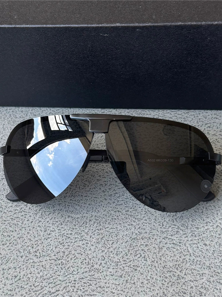 Men's Polarized Sunglasses Toad Glasses Men's Pilot Face Covering Goggles Sunscreen Glasses Metal Sunglasses