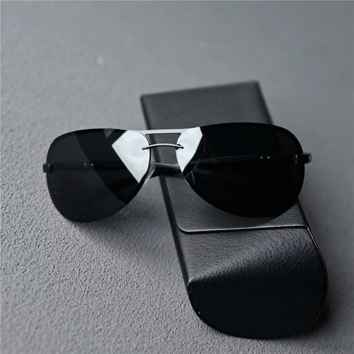 High end men's polarized sunglasses frameless toad glasses black sunglasses sunscreen driving professional high-definition driving glasses