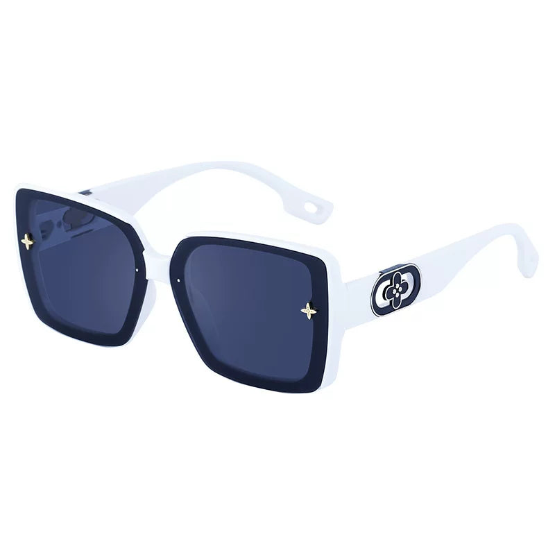 Big red women's sunglasses square sunglasses women's high-end clover gradient sunglasses UV resistant