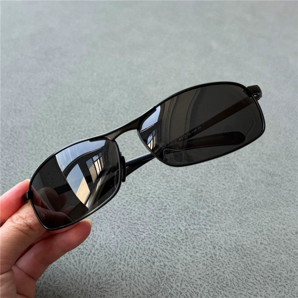 Small Box Men's Polarized Sunglasses Windproof Glasses Casual Sports Sunglasses Aluminum Magnesium Spring Legs Black Sunscreen Glasses
