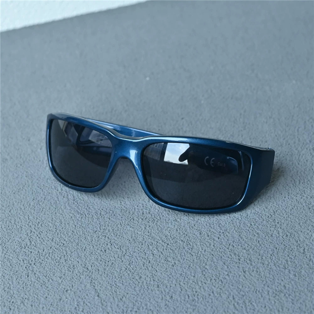 Men's Little Face Cycling Sunglasses Polarized Sunglasses Blue Frame Silver Frame Fashion Wide Leg Sunscreen Glasses Foreign Trade Tail Order