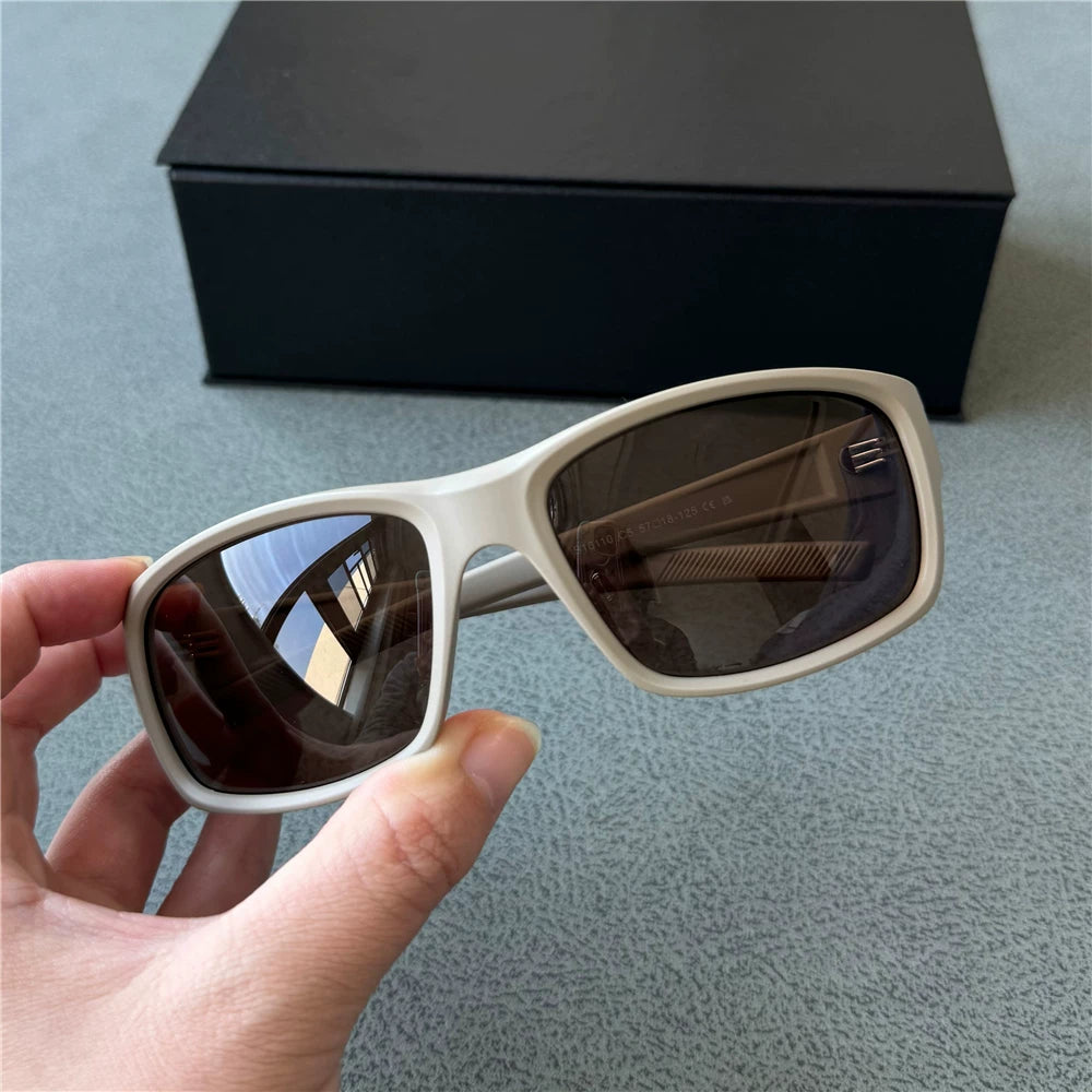 Outdoor sports men's polarized sunglasses windproof sunglasses casual sunglasses TR90 light and sturdy driving tortoiseshell dark green