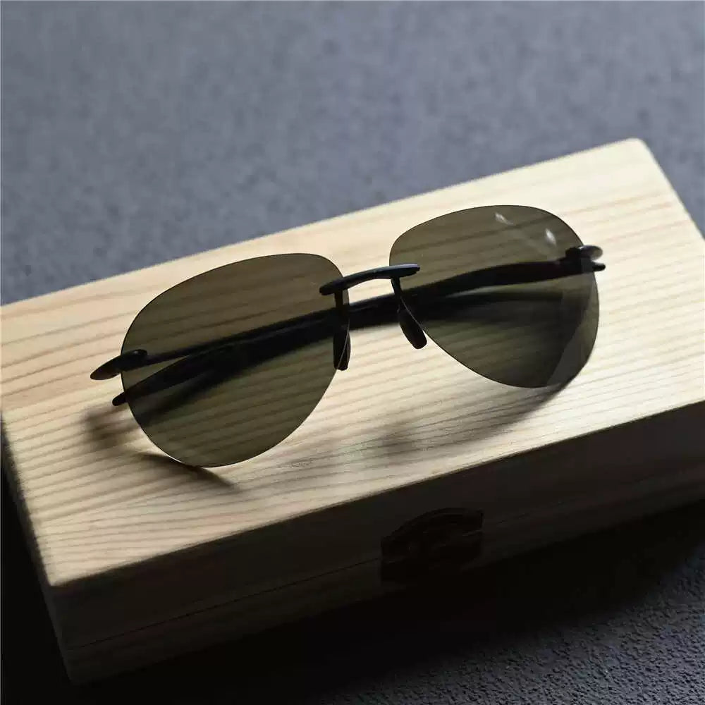 High definition ultra light sunglasses polarized men's frameless toad mirror anti UV light, comfortable, fashionable and simple sunglasses