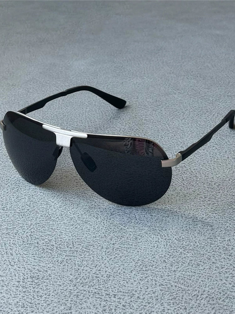 Men's Polarized Sunglasses Toad Glasses Men's Pilot Face Covering Goggles Sunscreen Glasses Metal Sunglasses