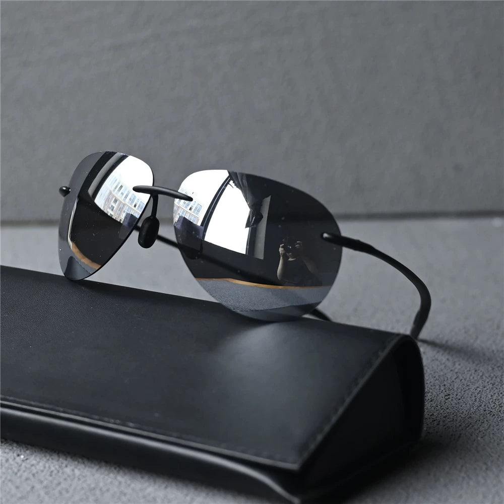 High definition ultra light sunglasses polarized men's frameless toad mirror anti UV light, comfortable, fashionable and simple sunglasses