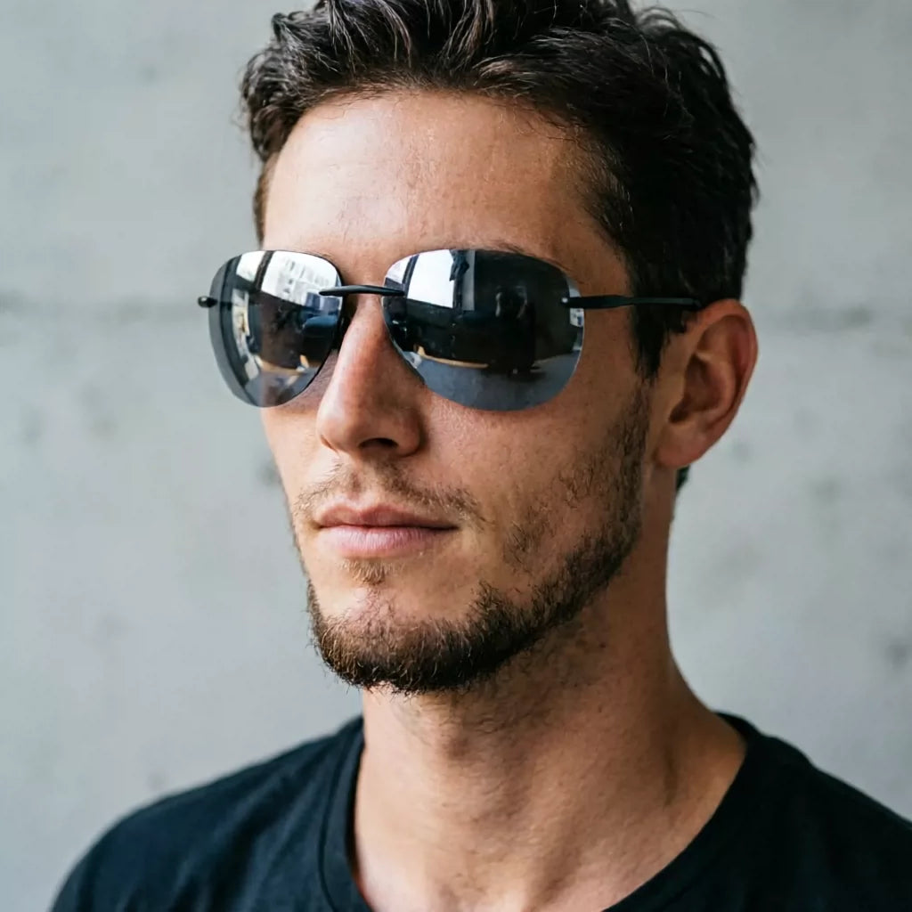 High definition ultra light sunglasses polarized men's frameless toad mirror anti UV light, comfortable, fashionable and simple sunglasses