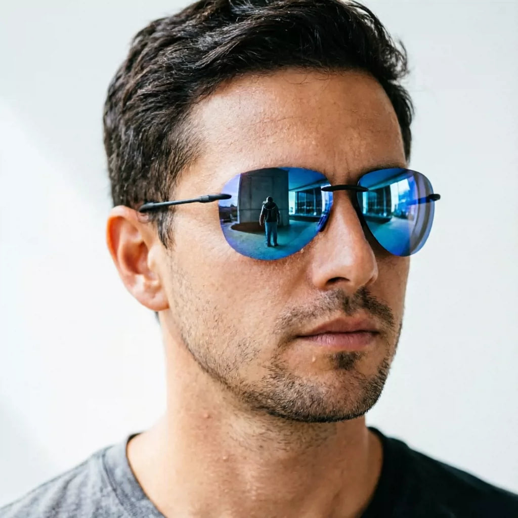 High definition ultra light sunglasses polarized men's frameless toad mirror anti UV light, comfortable, fashionable and simple sunglasses