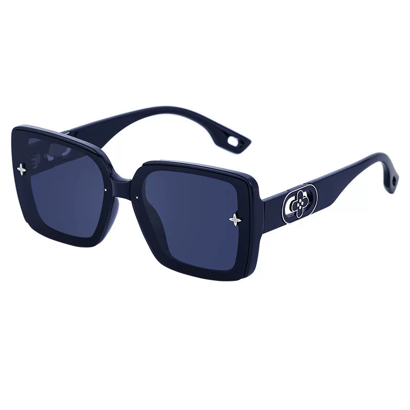 Big red women's sunglasses square sunglasses women's high-end clover gradient sunglasses UV resistant