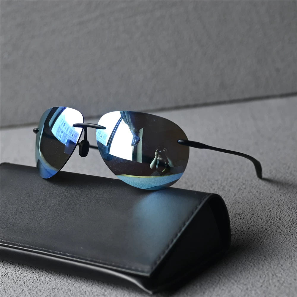 High definition ultra light sunglasses polarized men's frameless toad mirror anti UV light, comfortable, fashionable and simple sunglasses