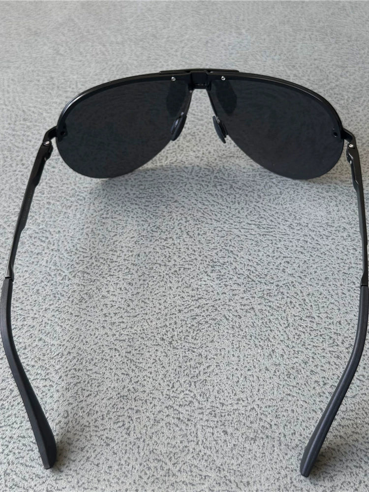 Men's Polarized Sunglasses Toad Glasses Men's Pilot Face Covering Goggles Sunscreen Glasses Metal Sunglasses