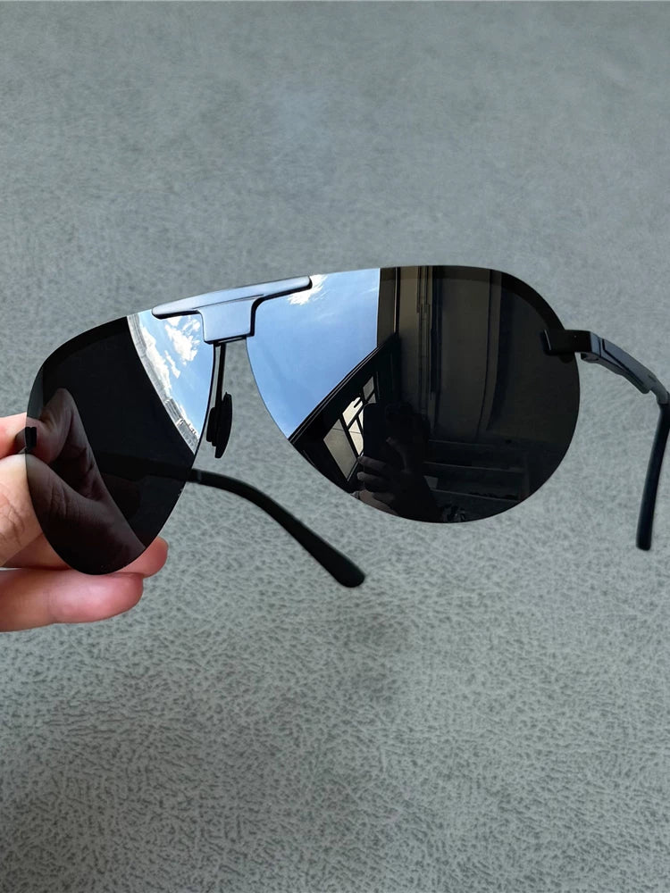 Men's Polarized Sunglasses Toad Glasses Men's Pilot Face Covering Goggles Sunscreen Glasses Metal Sunglasses