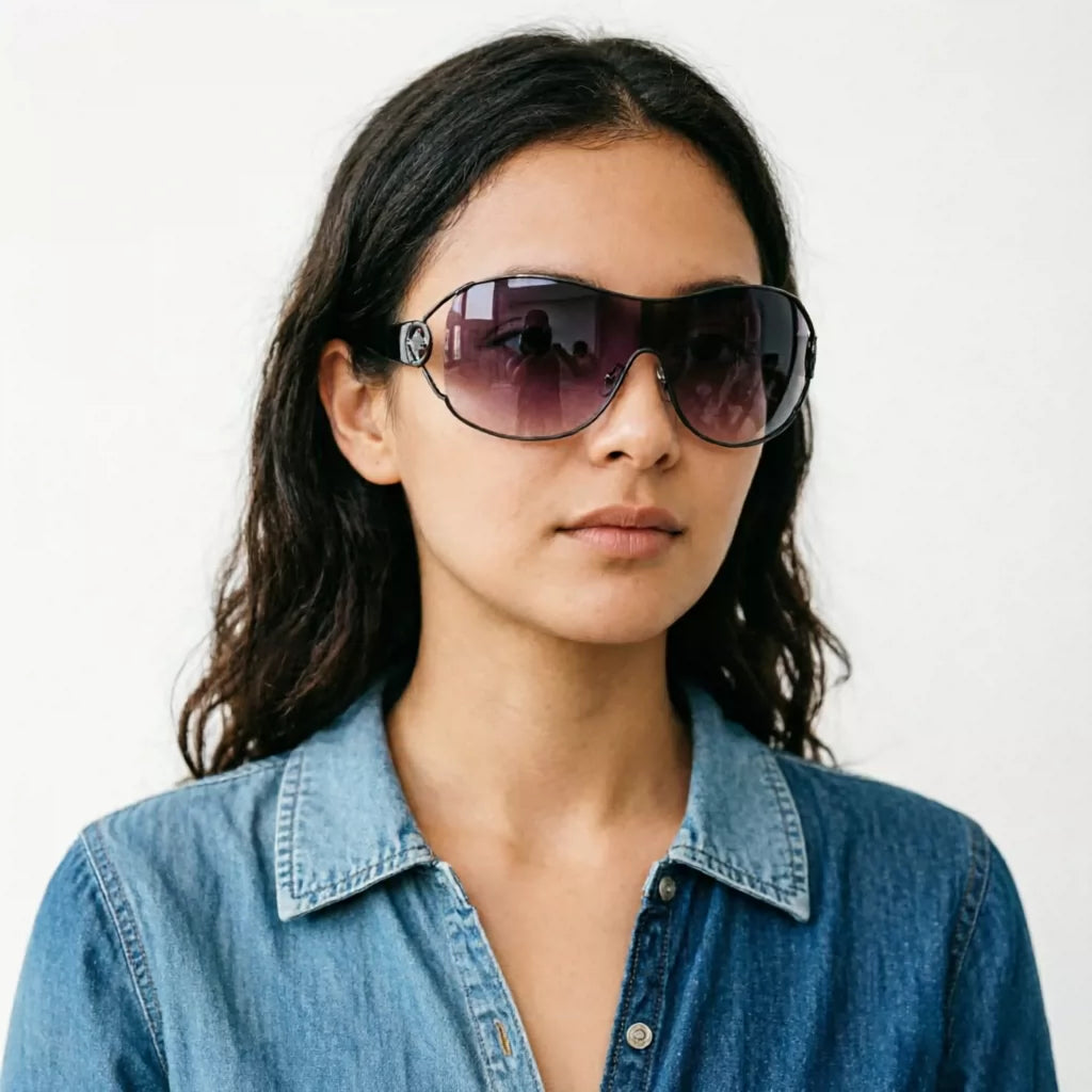 Women's large frame sunglasses, windproof glasses, ultra light and fashionable one-piece slimming sunglasses, large curvature sunglasses, sun protection brown sunglasses