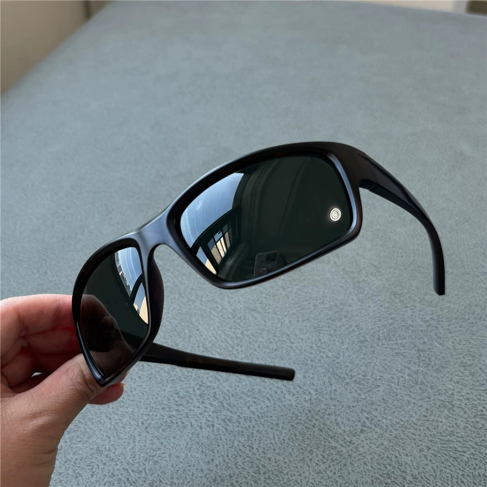 Outdoor sports men's polarized sunglasses windproof sunglasses casual sunglasses TR90 light and sturdy driving tortoiseshell dark green