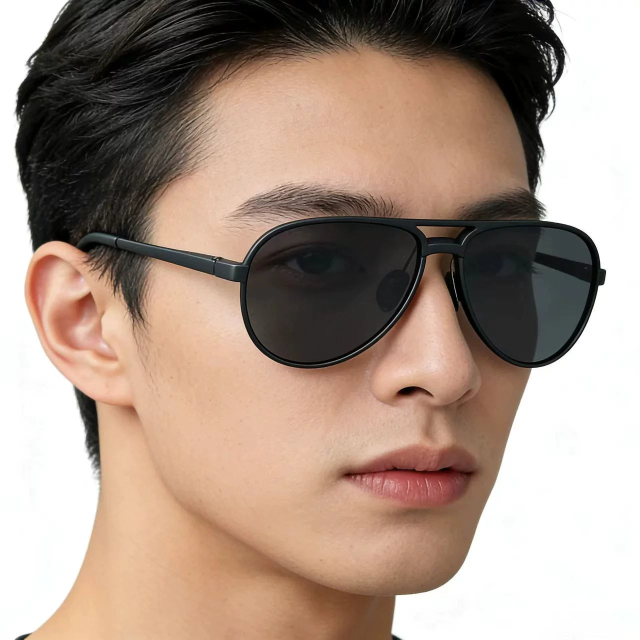 Ultra light polarized sunglasses for men, small face sunglasses, toad shaped glasses for women, pilot style sand black frame TR90 elastic frame