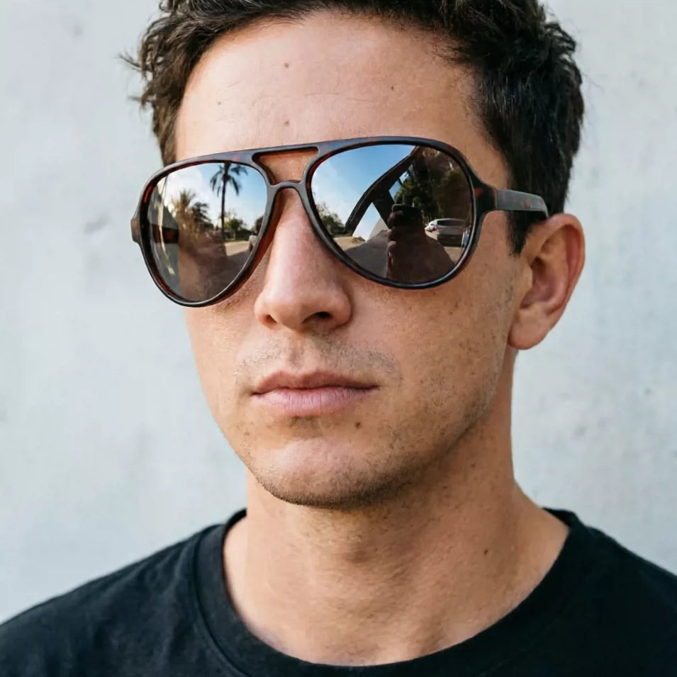 Men's polarized sunglasses, women's toad glasses, black tortoiseshell brown light gray sunglasses, sunscreen polarized glasses, small face