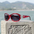 Red framed middle-aged women's sunglasses, polarized glasses for women, UV resistant strong light sunglasses for women, round face red glasses for women