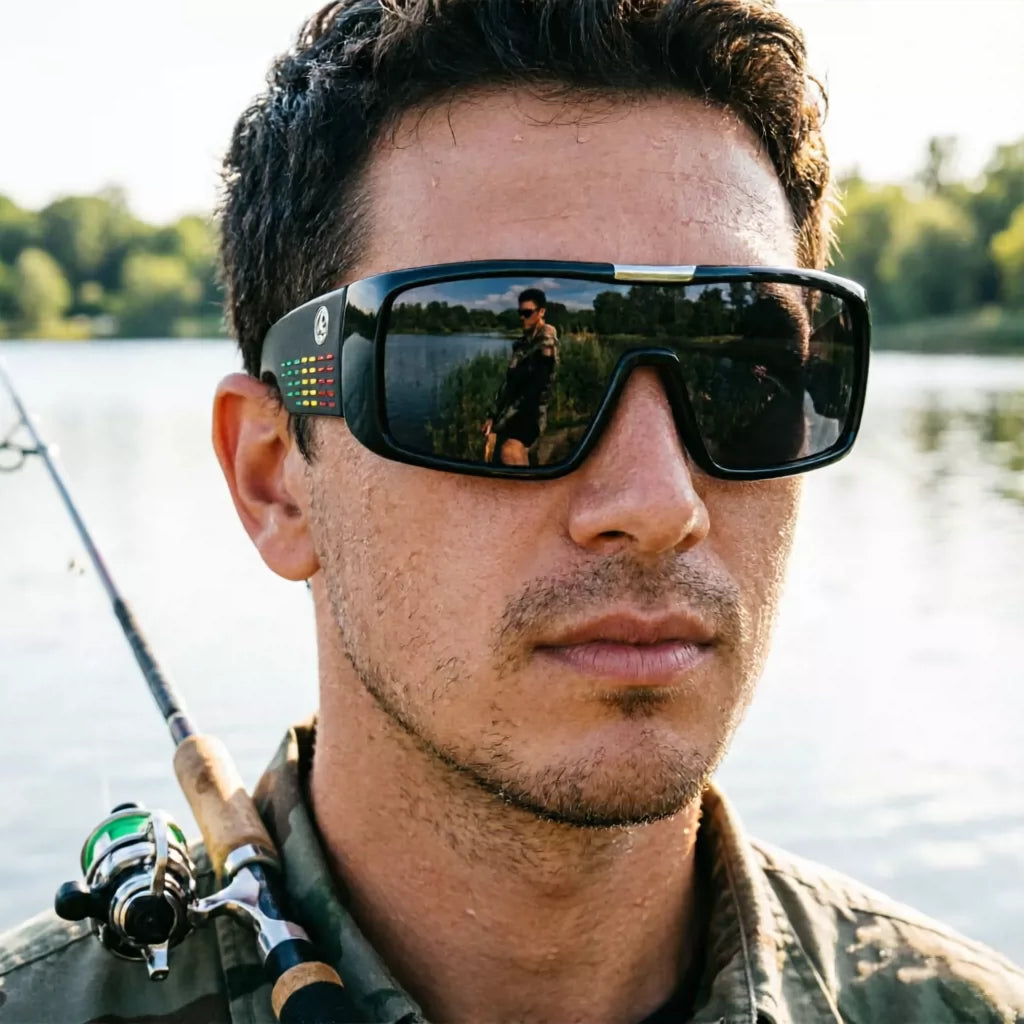 Men's one-piece polarized sunglasses, fashionable sports and leisure windproof glasses, integrated sunglasses, men's sand black glasses, wide legs