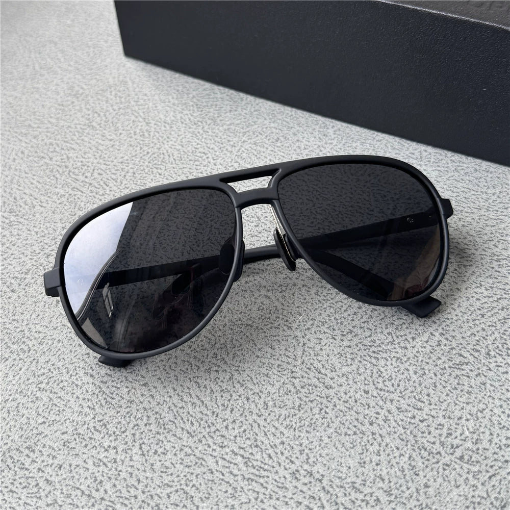 Ultra light polarized sunglasses for men, small face sunglasses, toad shaped glasses for women, pilot style sand black frame TR90 elastic frame