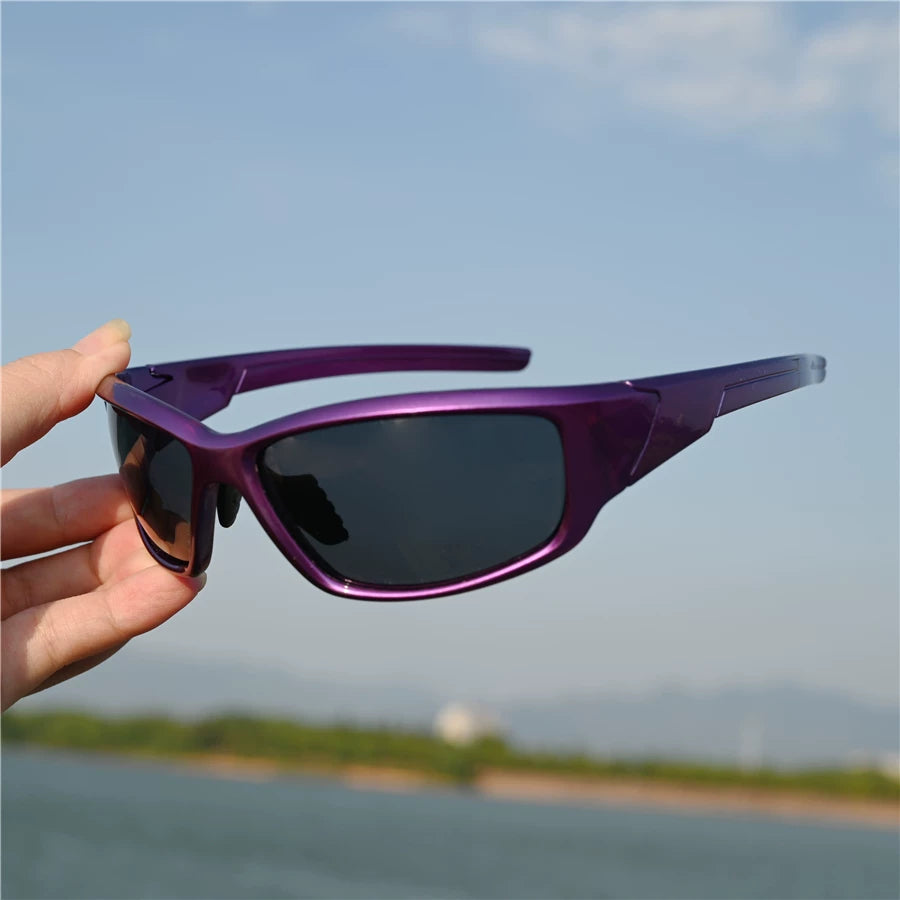 Purple women's cycling sunglasses, polarized glasses, windproof glasses, outdoor sports running, small face sun protection, cycling sunglasses