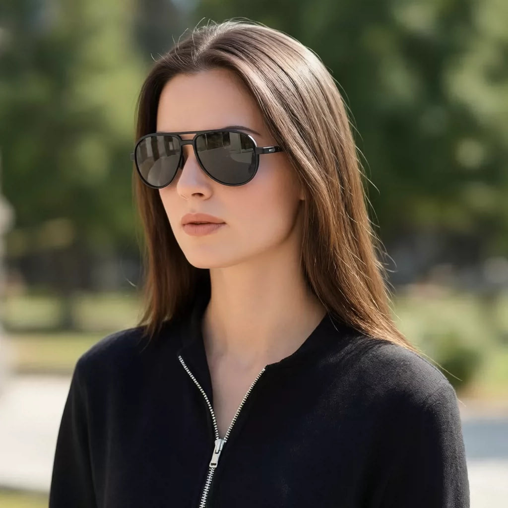 Ultra light polarized sunglasses for men, small face sunglasses, toad shaped glasses for women, pilot style sand black frame TR90 elastic frame