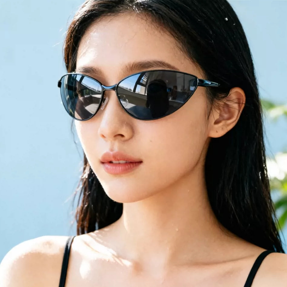 个性女士偏光墨镜欧美时尚女款太阳眼镜三角框型猫眼不挑脸遮脸显瘦