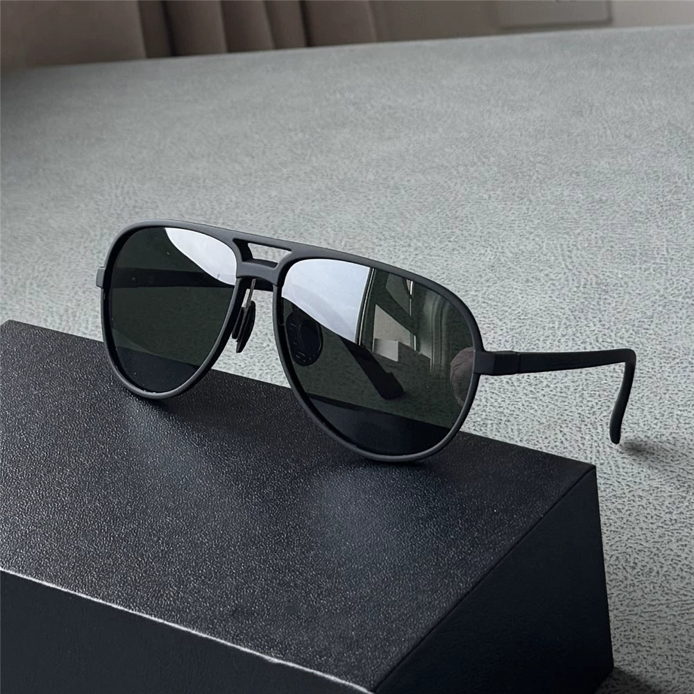 Ultra light polarized sunglasses for men, small face sunglasses, toad shaped glasses for women, pilot style sand black frame TR90 elastic frame