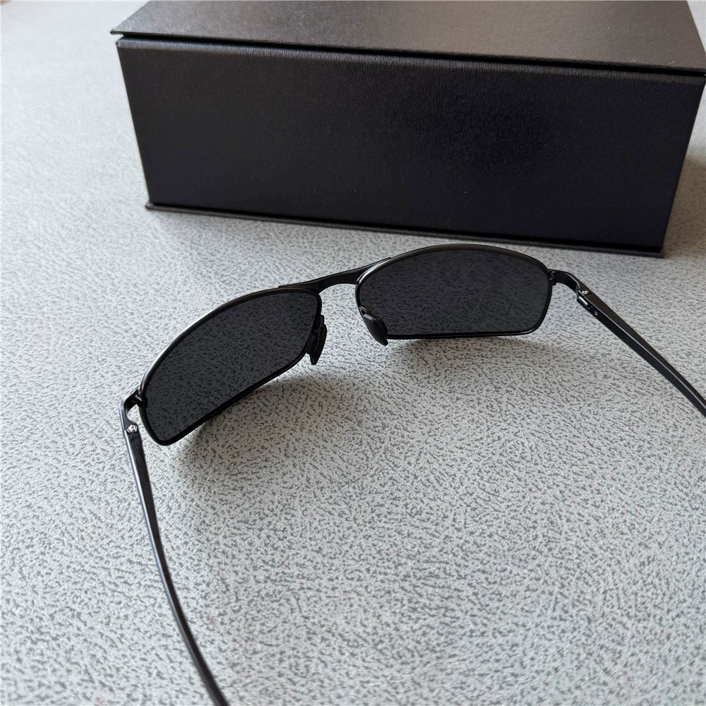 Small Box Men's Polarized Sunglasses Windproof Glasses Casual Sports Sunglasses Aluminum Magnesium Spring Legs Black Sunscreen Glasses