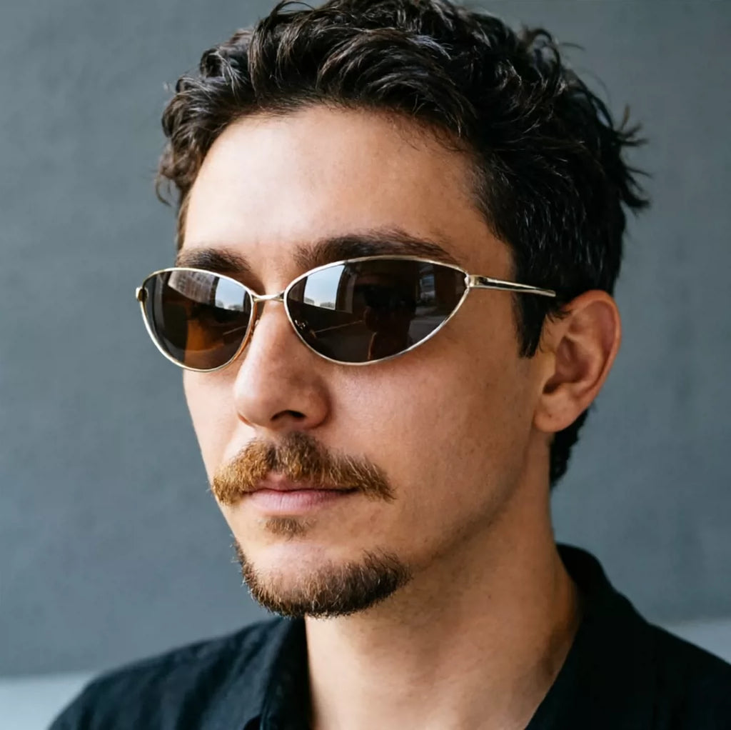Retro Men's Polarized Sunglasses Black Sunglasses Personalized European and American Fashion Triangle Frame Type Not Picking Face, Covering Face, Showing Thinner