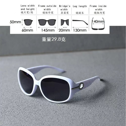 Fashionable women's white polarized sunglasses, round frame elegant women's driving sun protection and photo glasses