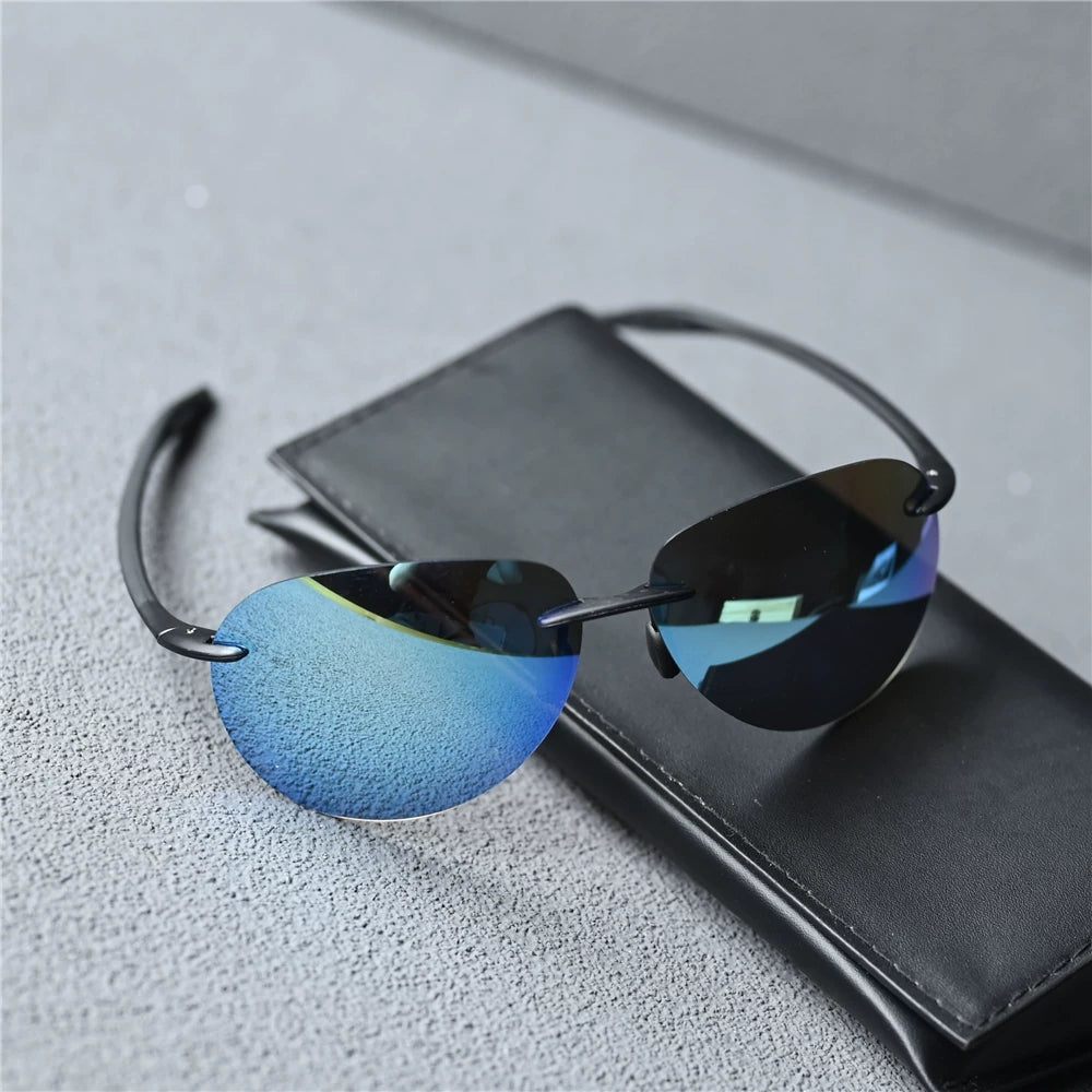 High definition ultra light sunglasses polarized men's frameless toad mirror anti UV light, comfortable, fashionable and simple sunglasses