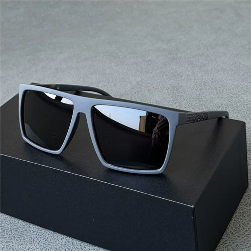 Fashionable square men's polarized sunglasses, men's dark green sunglasses, sunscreen for driving, anti strong light, black tea leaf