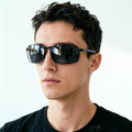 Small Box Men's Polarized Sunglasses Windproof Glasses Casual Sports Sunglasses Aluminum Magnesium Spring Legs Black Sunscreen Glasses