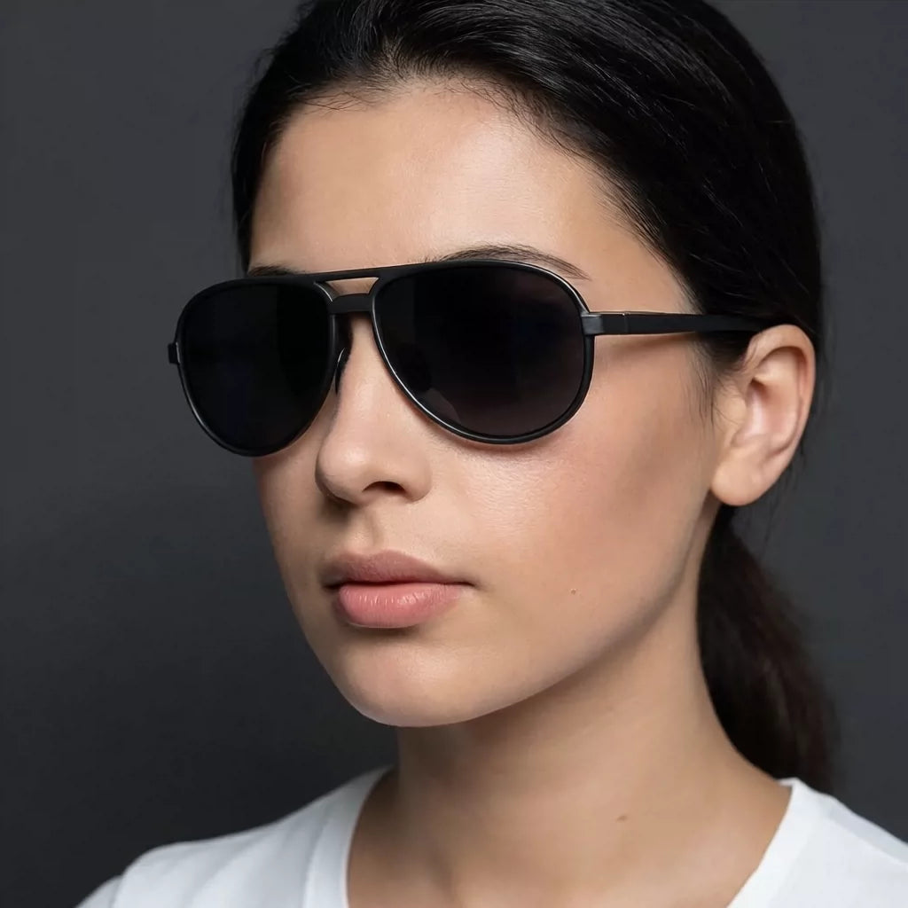 Ultra light polarized sunglasses for men, small face sunglasses, toad shaped glasses for women, pilot style sand black frame TR90 elastic frame