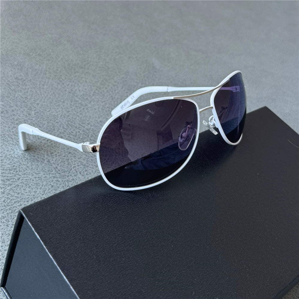 Personalized white toad mirror men's and women's sunglasses, face shape sunglasses, sunscreen glasses, fresh white frame retro