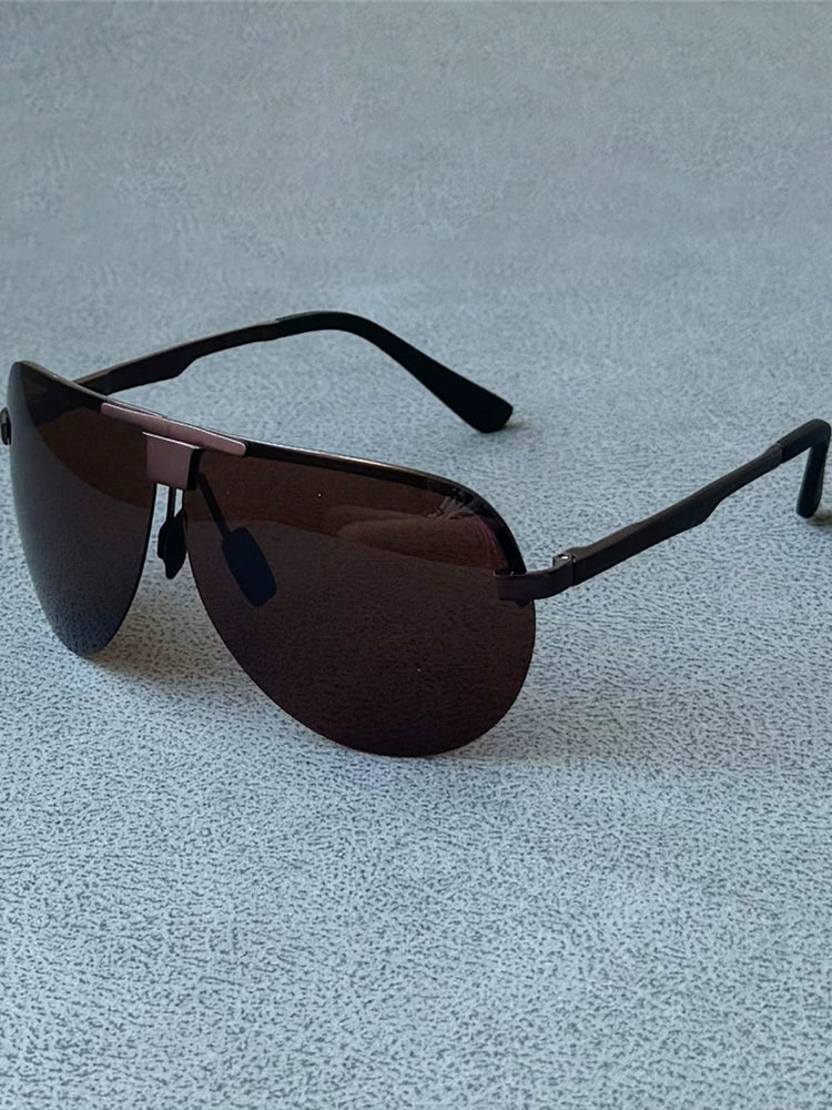 Men's Polarized Sunglasses Toad Glasses Men's Pilot Face Covering Goggles Sunscreen Glasses Metal Sunglasses