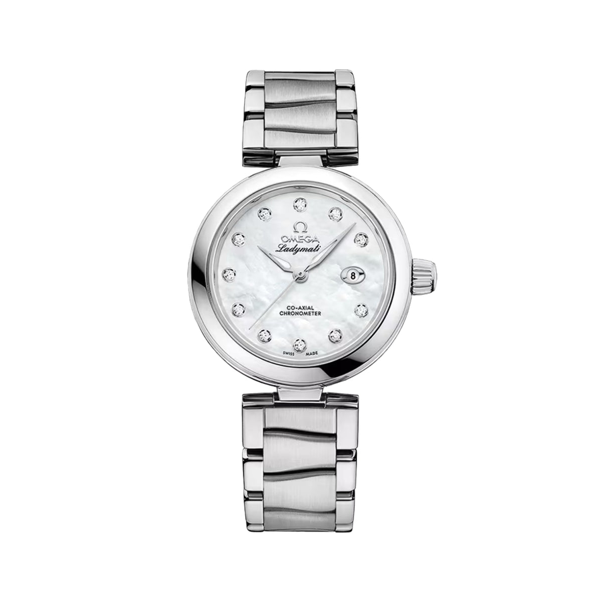De Ville Ladymatic 34mm - White, Mother-of-Pearl w/ Diamonds on Bracelet