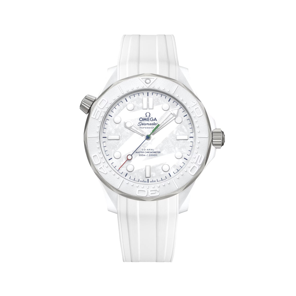 Seamaster Diver 300M Paralympic Milano Cortina 2026 43.5mm - White on Rubber Strap