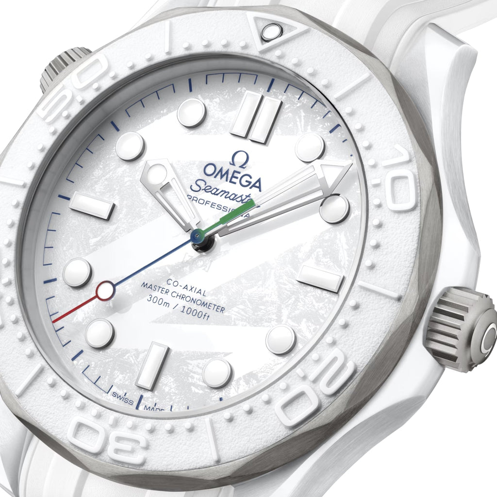 Seamaster Diver 300M Paralympic Milano Cortina 2026 43.5mm - White on Rubber Strap