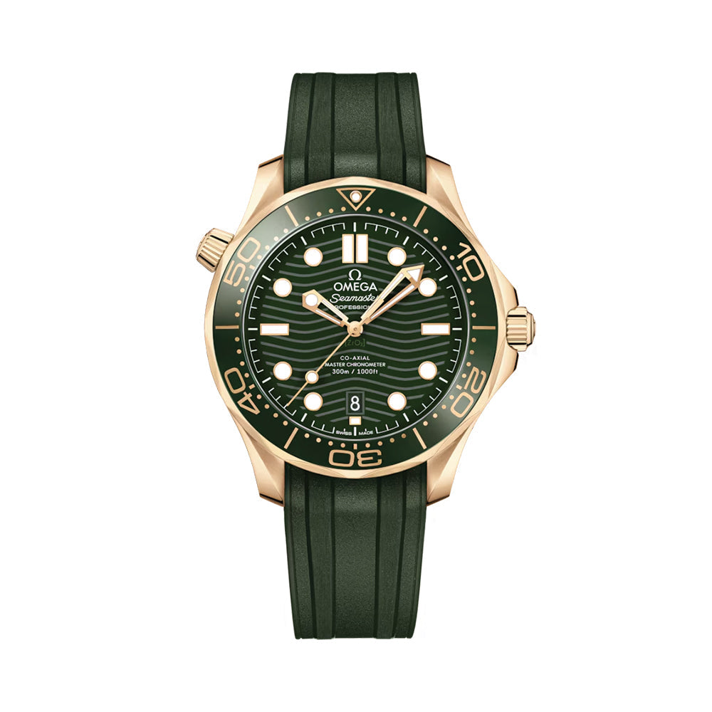 Seamaster Diver 300M Moonshine™ Gold 42mm - Green on Rubber Strap