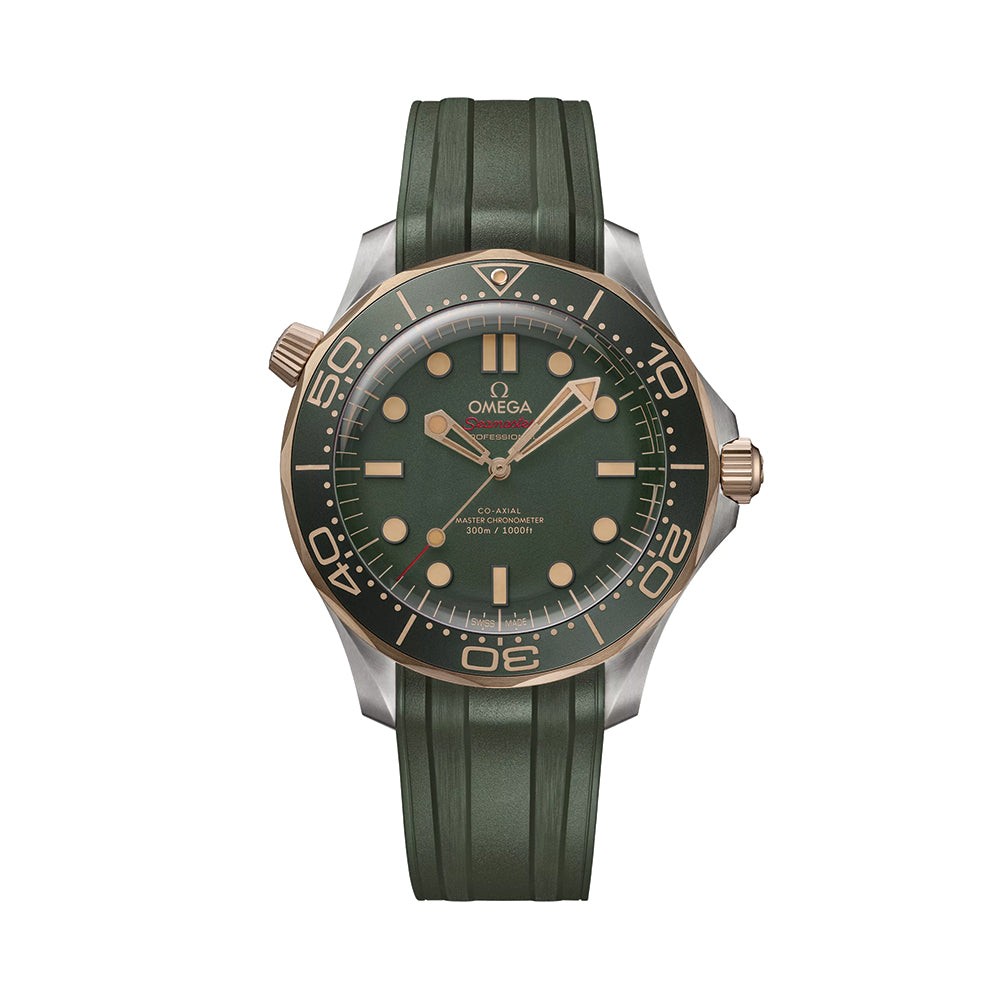 Seamaster Diver 300M Titanium and Bronze Gold 42mm - Green on Rubber Strap