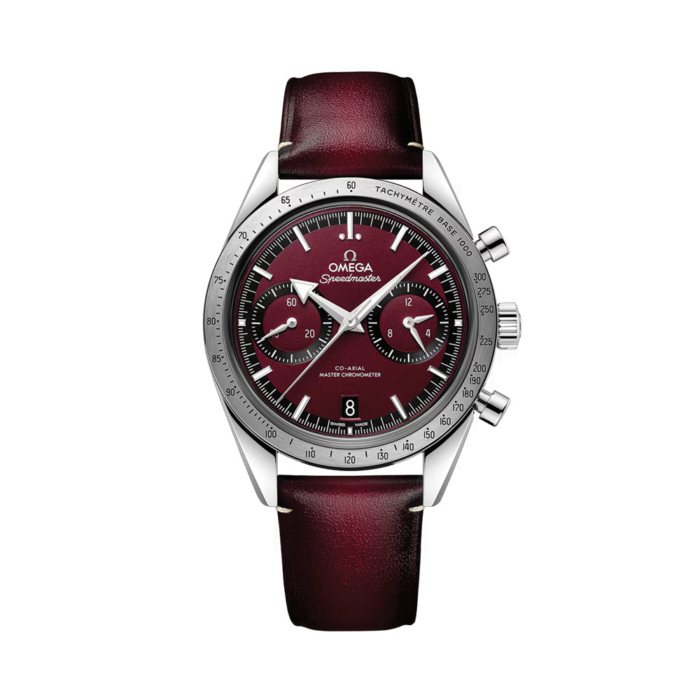 Speedmaster '57 40.5mm - Red on Leather Strap