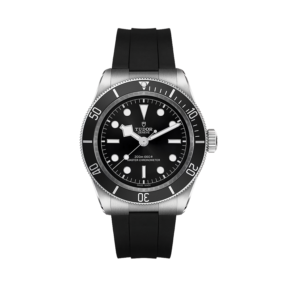 Black Bay 41mm - Black, Black Bezel on Rubber Strap